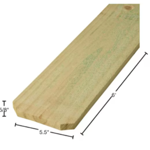 A picture of a fence picket with its dimensions labeled