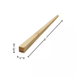 A picture of a post with its dimensions labeled