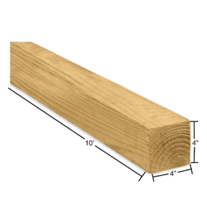 A picture of a post with its dimensions labeled