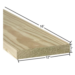 Pressure-Treated Southern Pine Rotboard 2x12x16ft